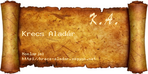 Krecs Aladár névjegykártya